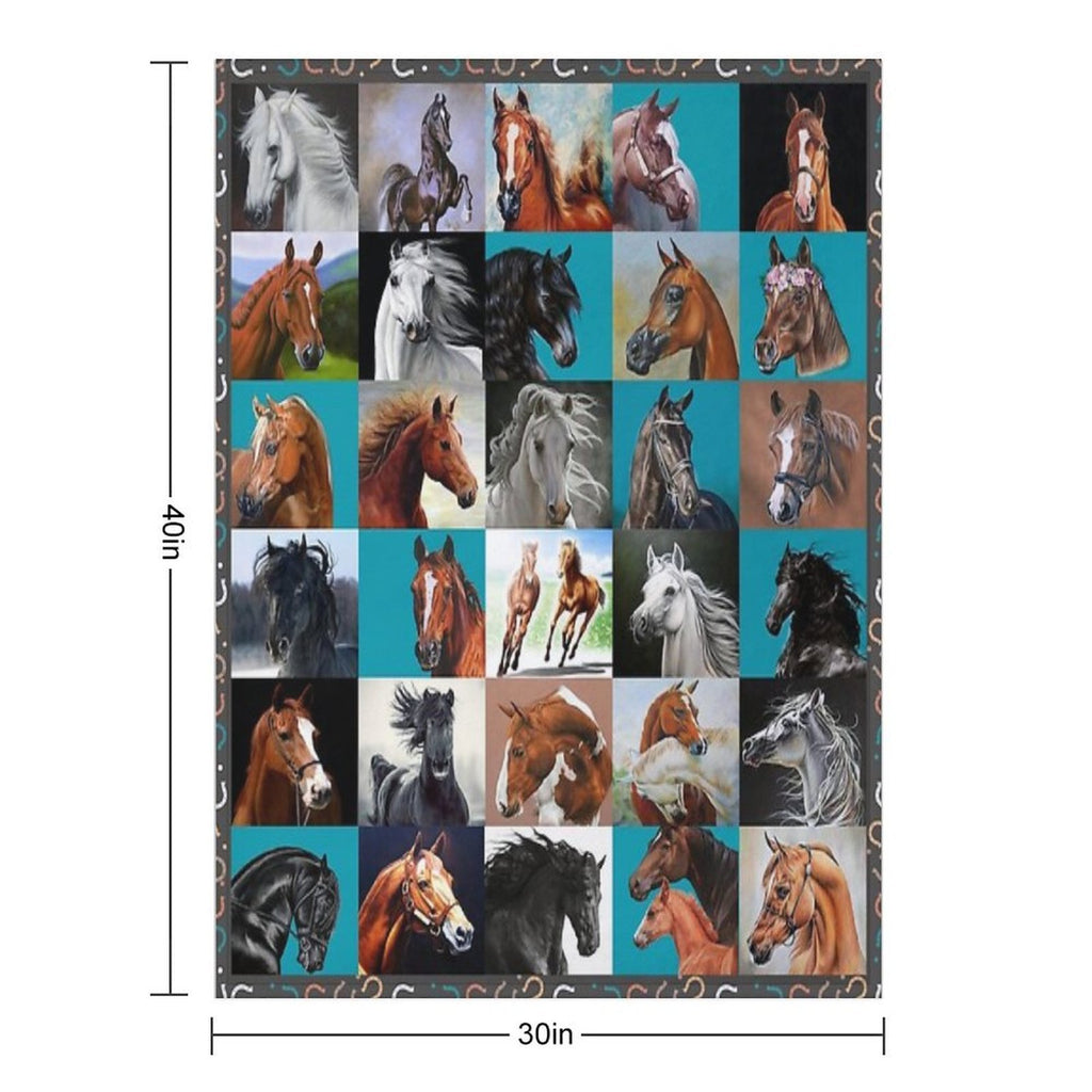 Horse Blanket Plush Throw Blanket