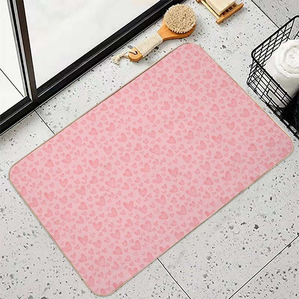 Cute Sweet Pink Hearts As Romantic Seamless Pattern Background Backdrop Wallpaper, Illustration of Love for Valentine's Day  Odorless Bath Mat