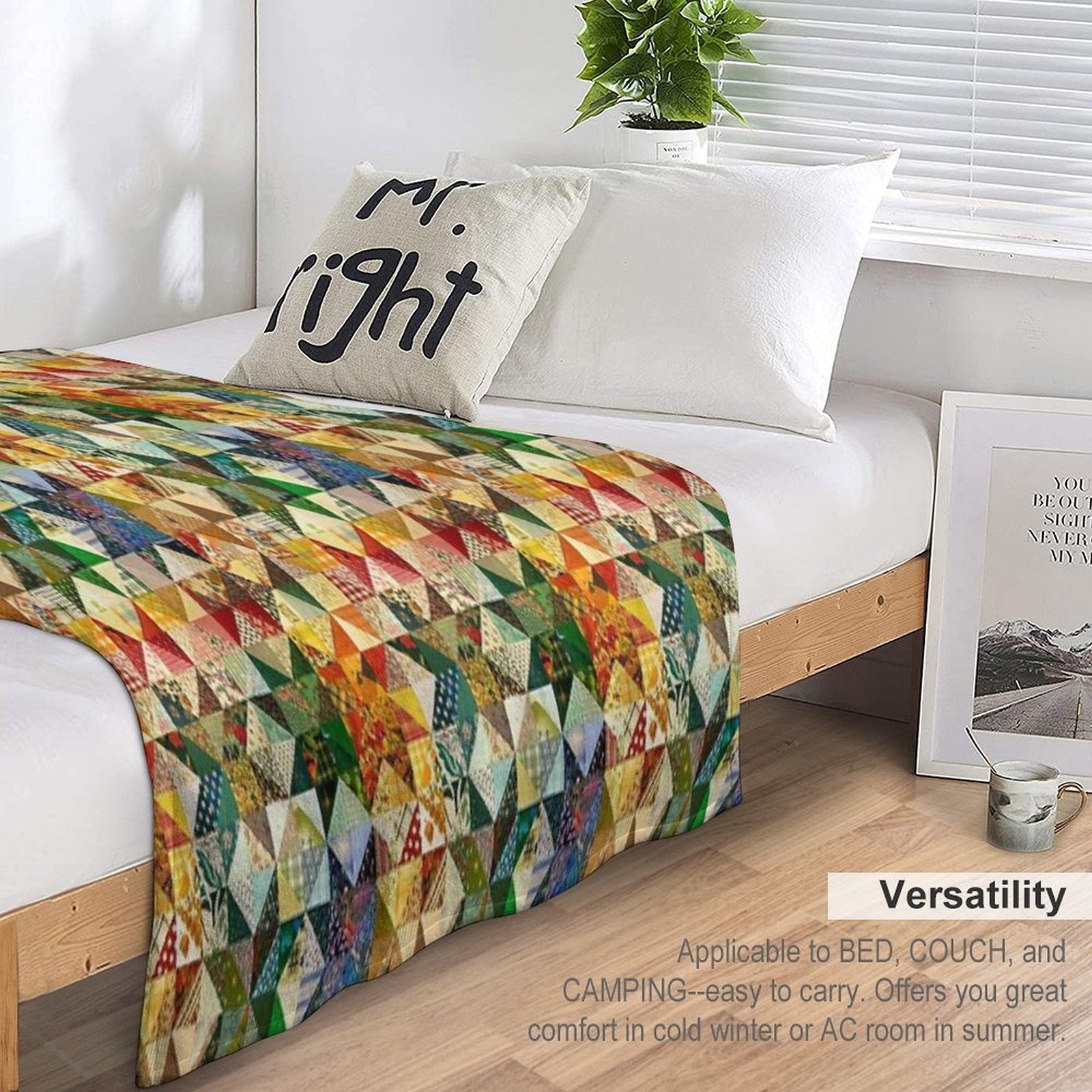 Patchwork with Strainght Colors Design Velvety-soft Throw Blanket