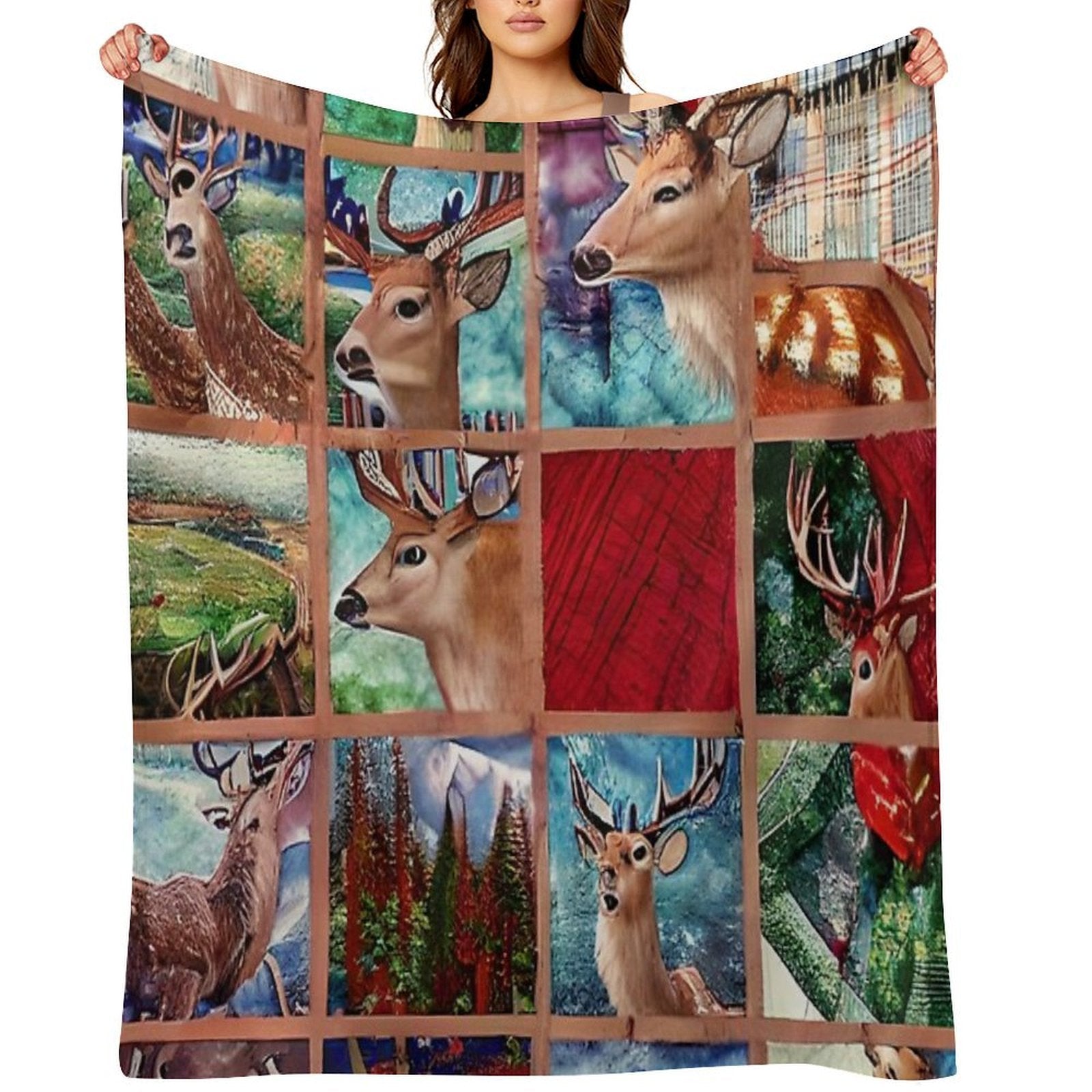 Country Quilt Simulated Quilt Patches Pattern Comfort Throw Blanket