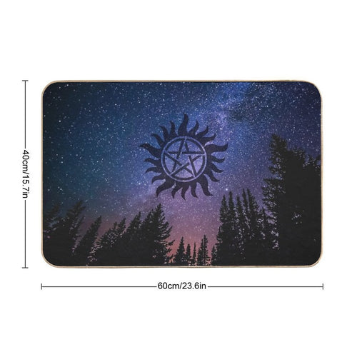Anti Possession - Forest Starry Night Sky  Easy To Clean Bath Mat