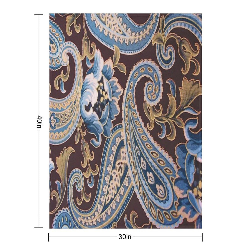 Blue Brown Vintage Paisley Shrink-resistant Throw Blanket