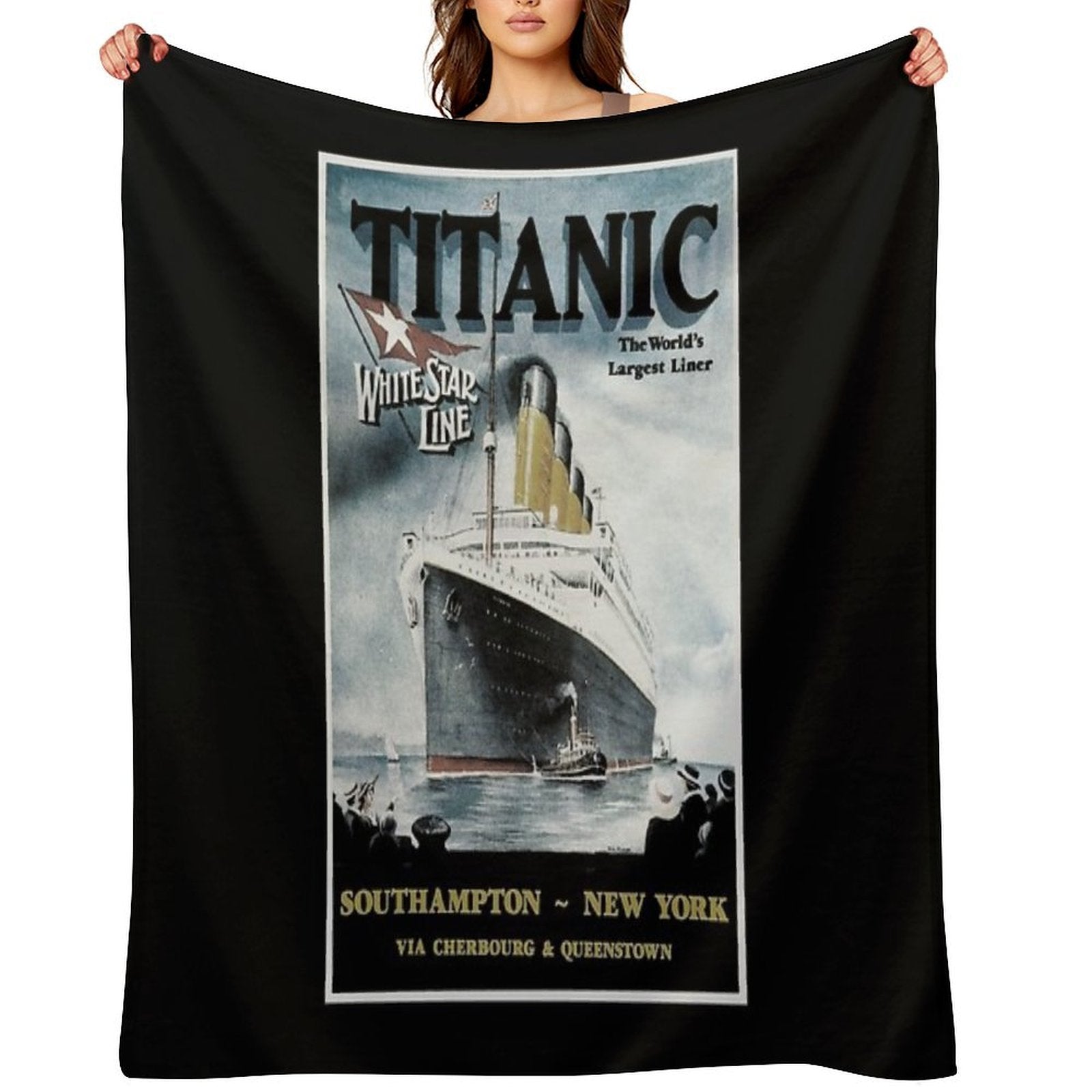 Titanic - Vintage Poster Eco-conscious Throw Blanket