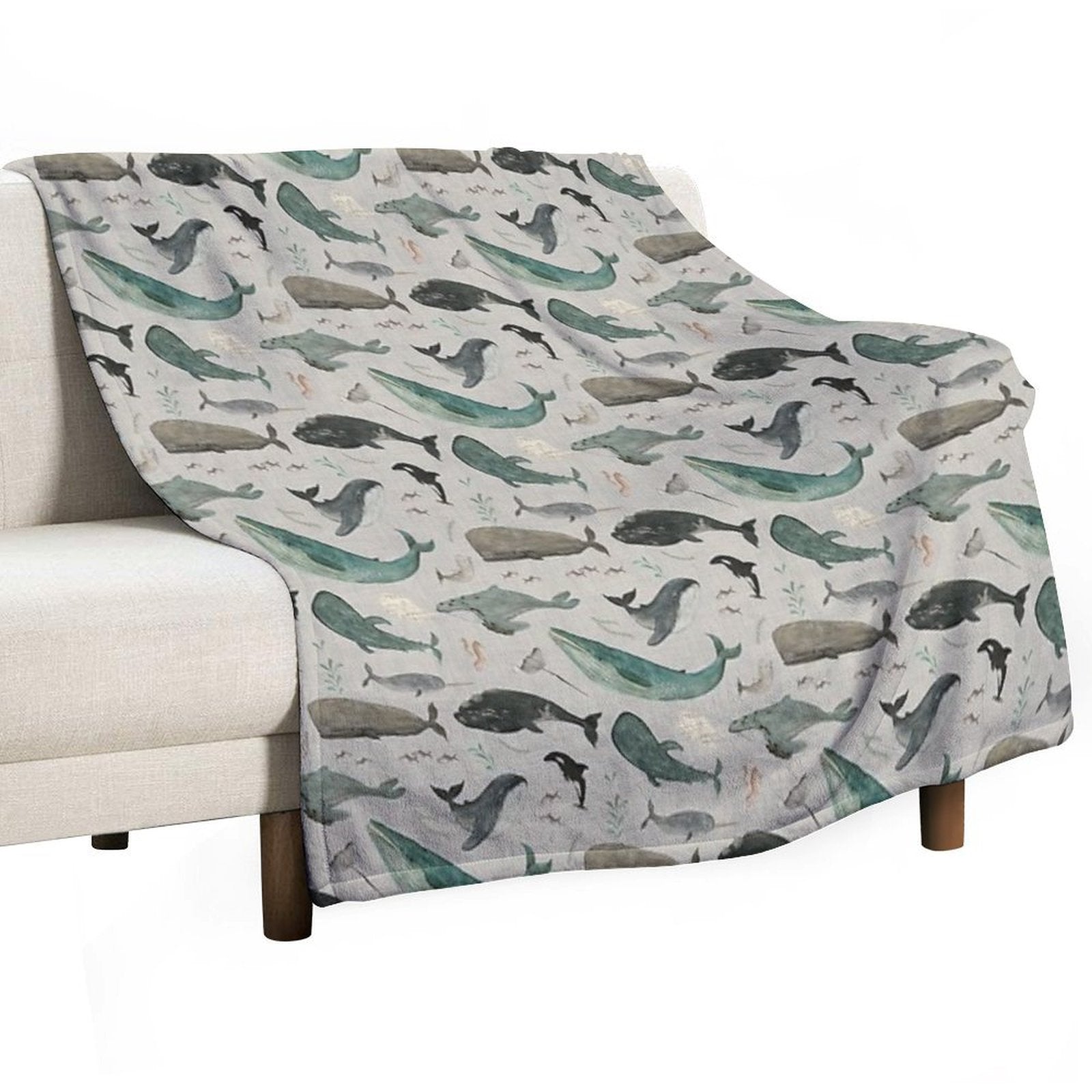 Whale Song Gray All-season Throw Blanket