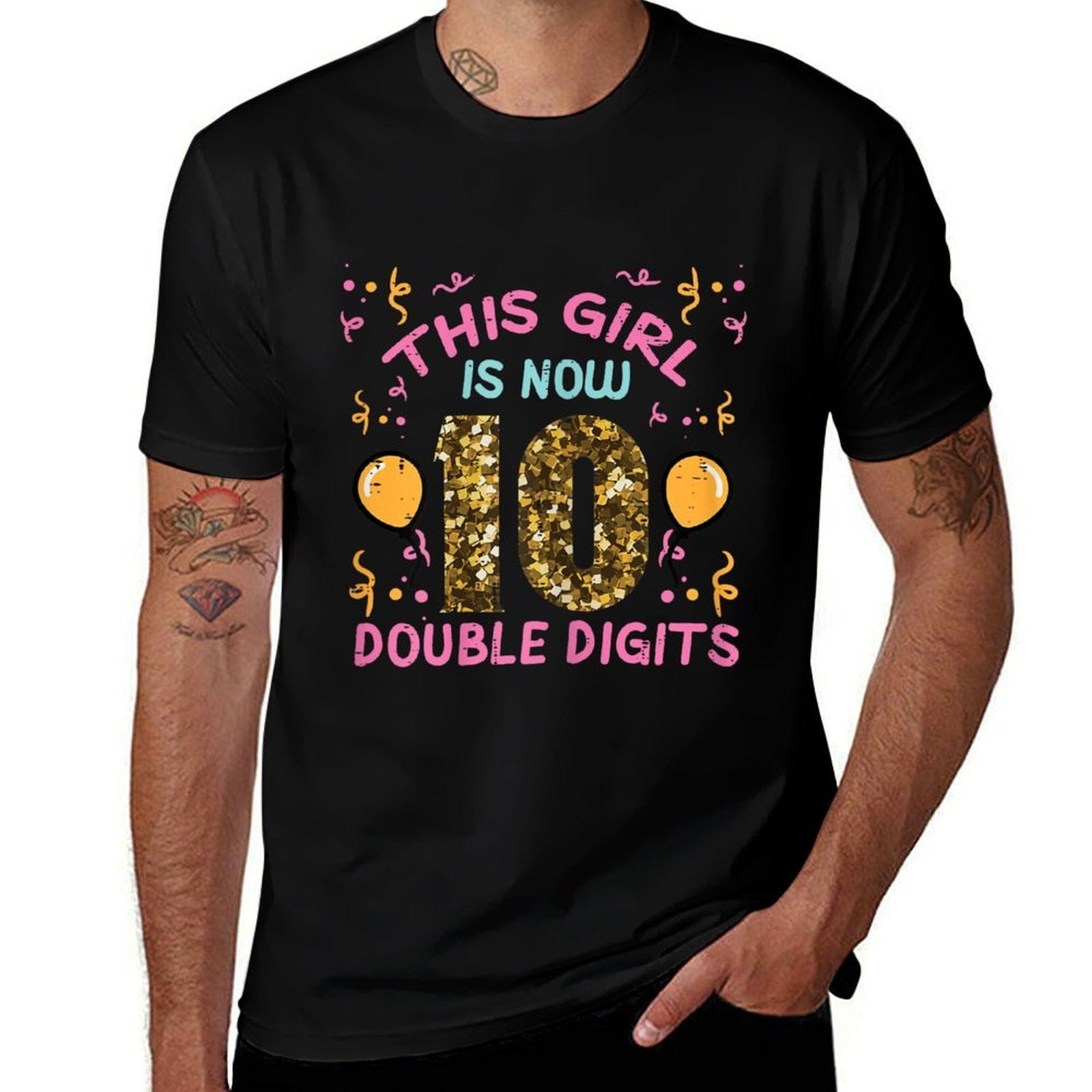 10th Birthday This Girl Now Double Digits 10 Years Old Bday  Heathered Texture T-Shirt