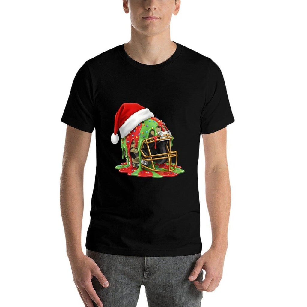 Christmas Football Drip Boys Ice Cream Drip Camo Santa Xmas  Trendy Pattern T-Shirt