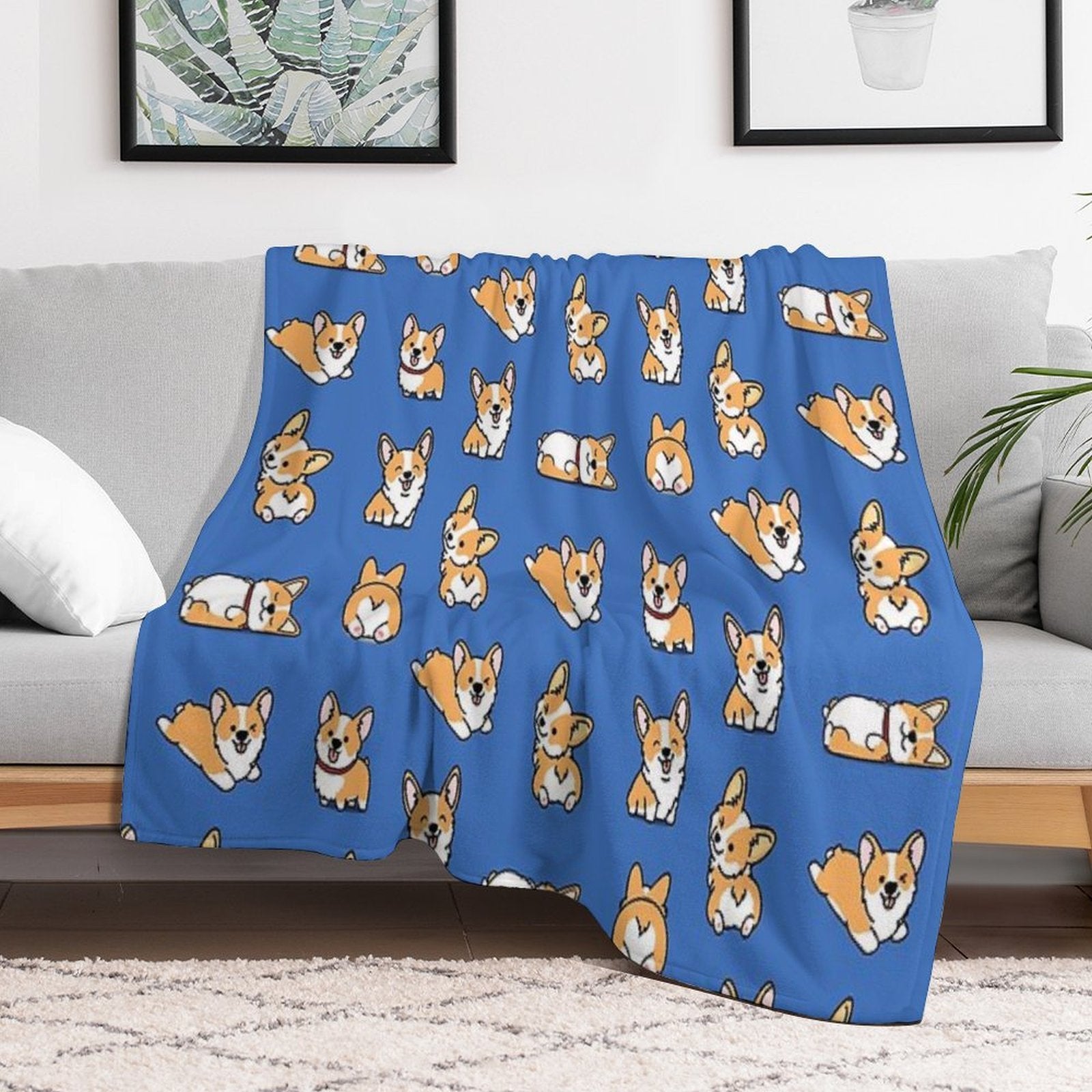 Kawaii Corgi Multi-functional Throw Blanket