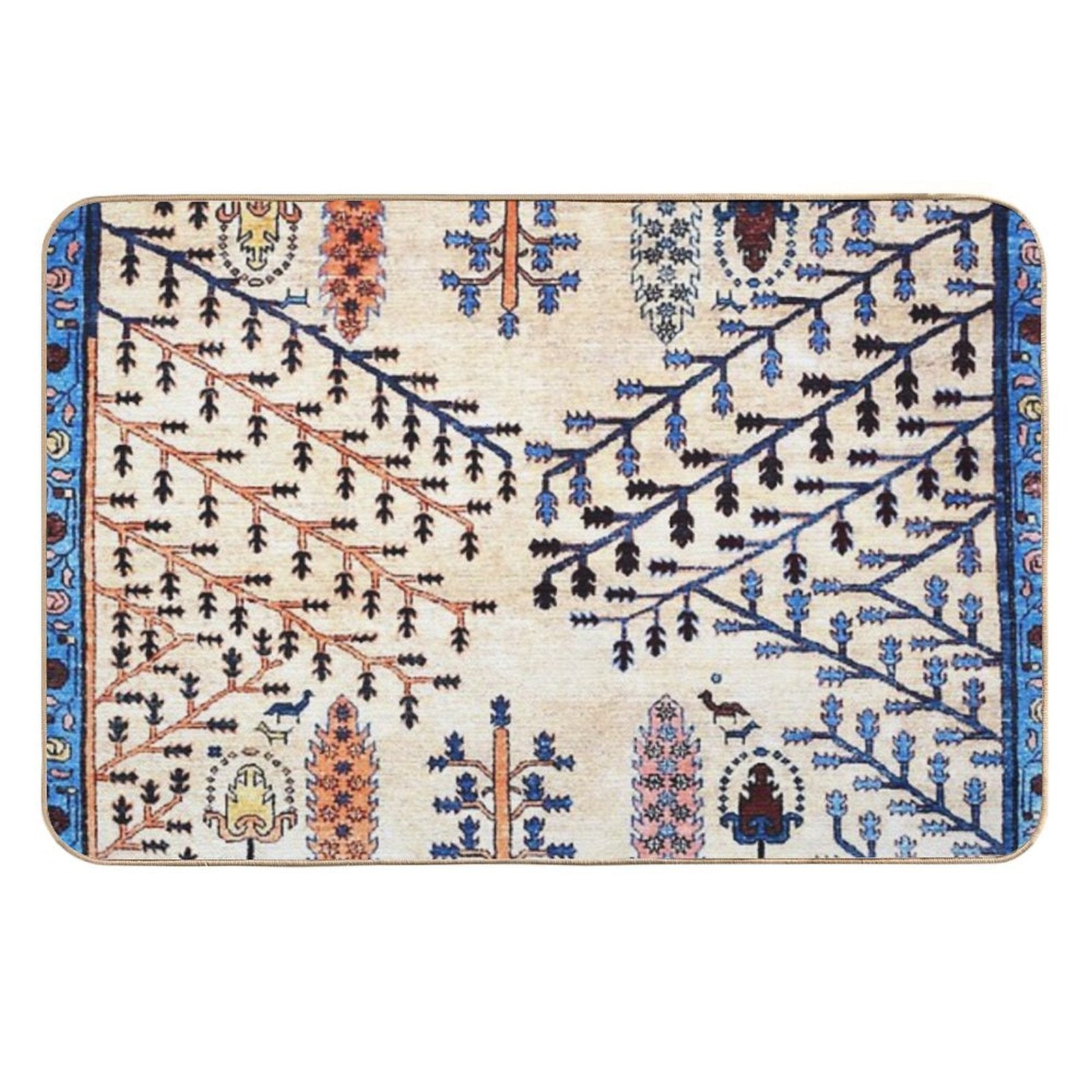 Floral Garden Persian Rug Print  Easy Maintenance Bath Mat