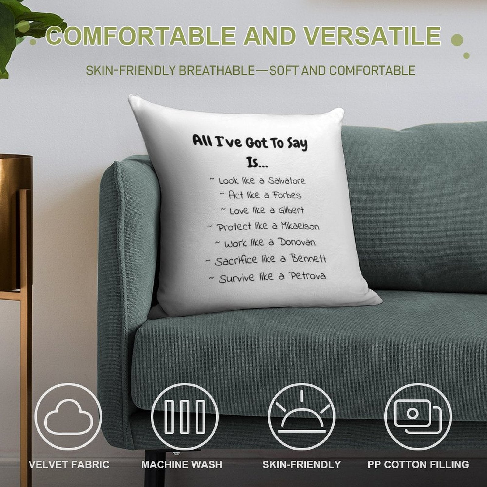 T-shirts, Graphic T-shirts, Phone Cases, Pillows, Notebooks, And Journals Inspired by The Originals And Vampire Diaries Soft Warmth Comfort Throw Pillow