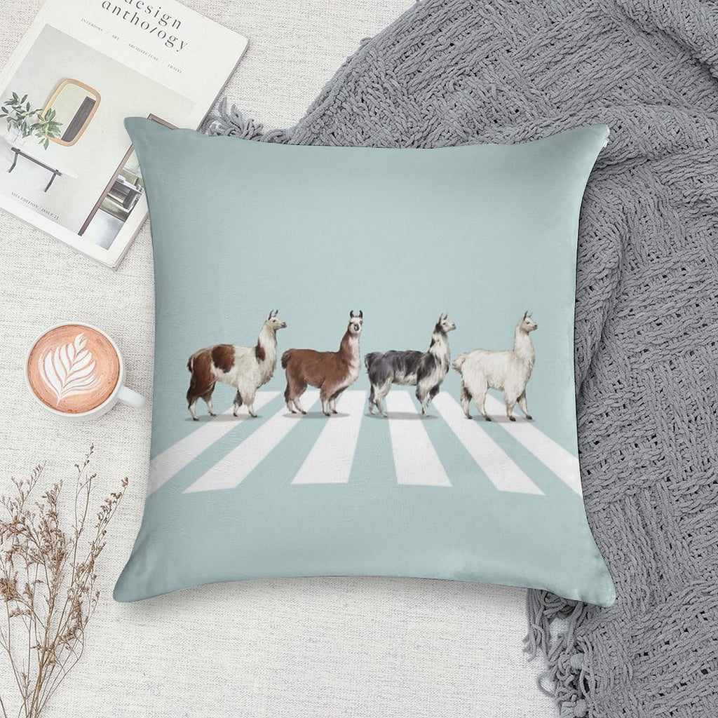 Llama The Abbey Road #1 Soft Hidden Zipper Throw Pillow