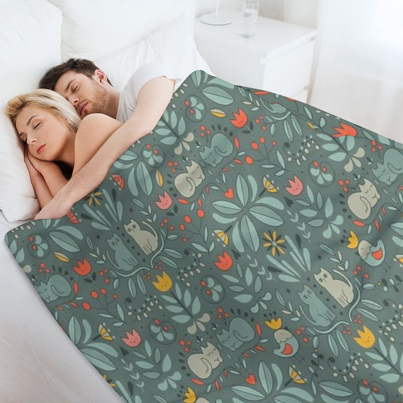 Swedish Folk Cats Wrinkle-free Throw Blanket