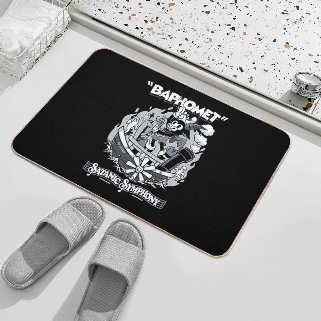 Vintage Cartoon Baphomet - Steamboat Baphy - Occult - Satanic Symphony  Fade-Resistant Bath Mat