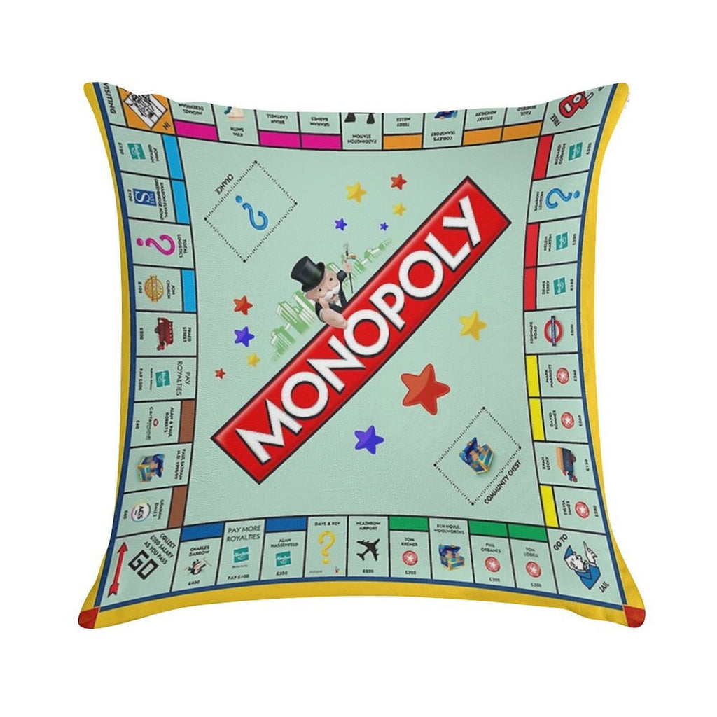 Monopoly Board Game Classic Soft Short Plush Fabric Throw Pillow