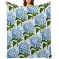 Blue Hydrangea Print - Floral Print Gift-ready Throw Blanket