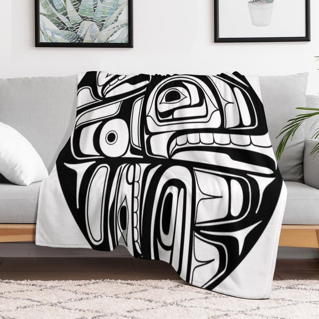 Orca Circle Formline Pendant Native American Salish Blackfish Velvety-soft Throw Blanket