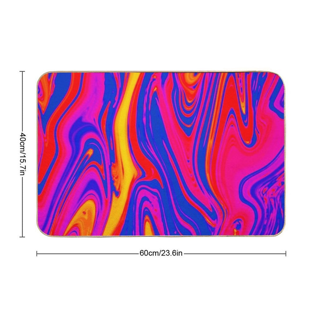 Psychedelic Liquid Marble Swirls  Fade-Resistant Bath Mat