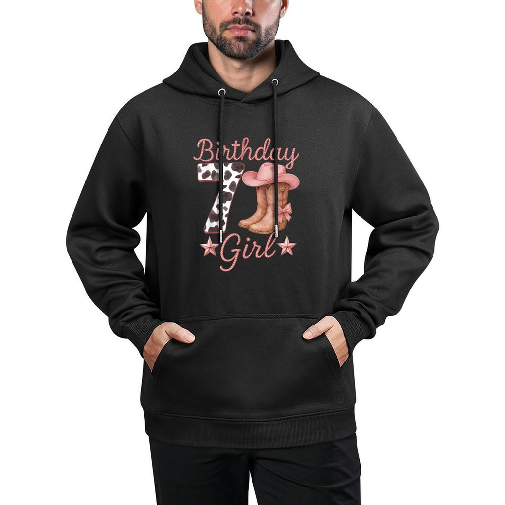 7th Birthday Girl Cowgirl Boots Hat Cow Western Rodeo Outfit Casual Wear Hoodie