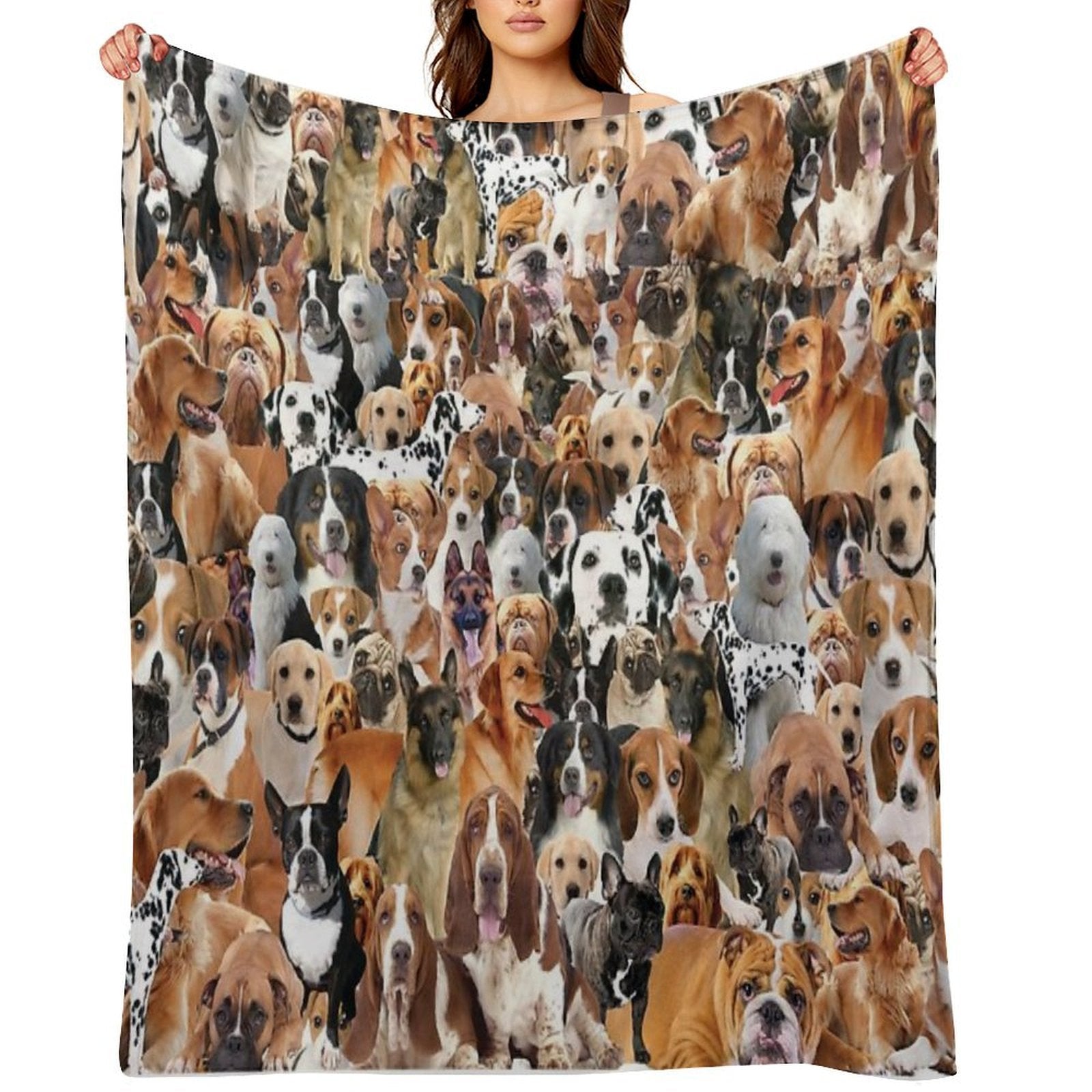 Dogs All Over Different Breed Dog Montage Design Durable Throw Blanket