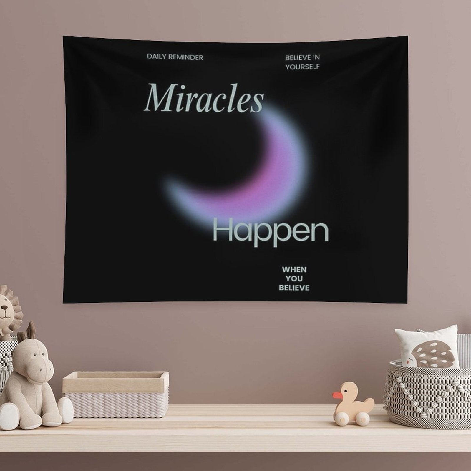 Dark Believe in Yourself Daily Reminder Positivity Quote Tapestry