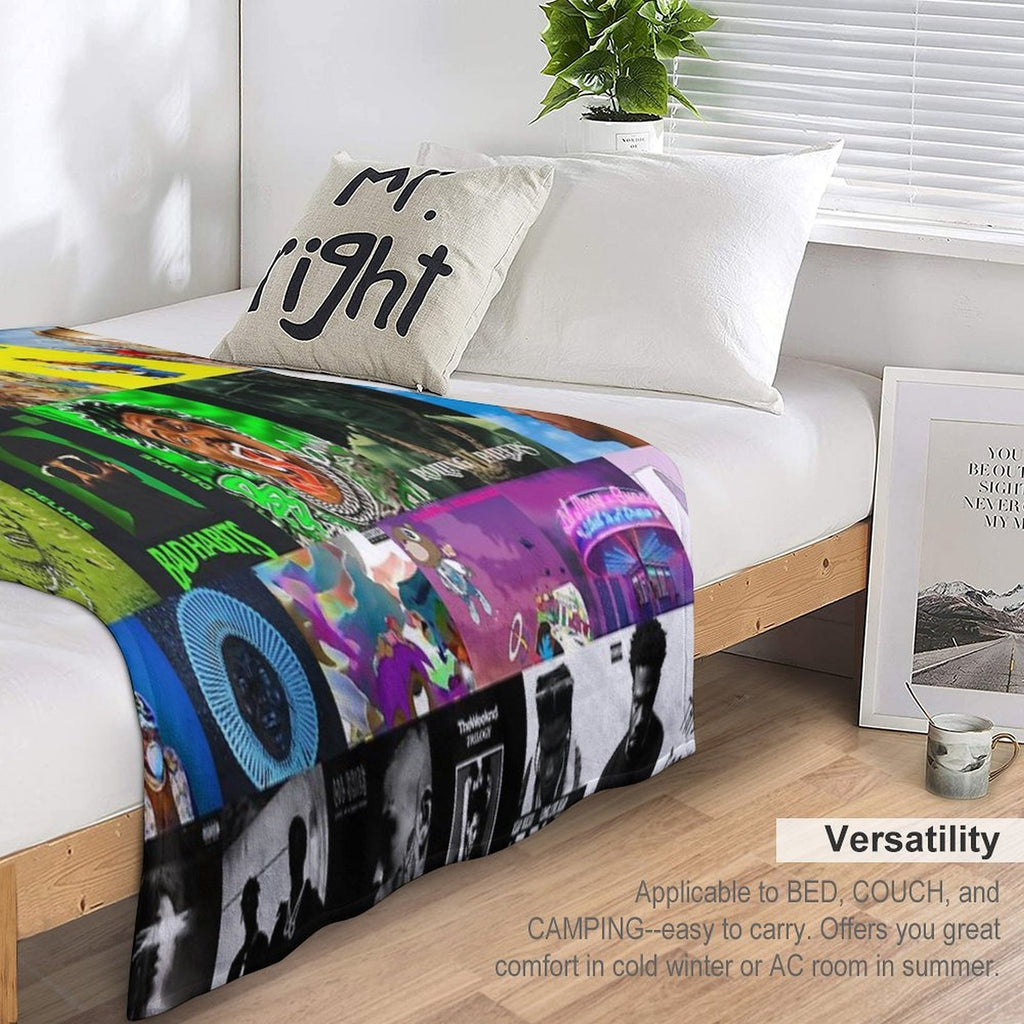 Album Cover Collage, Country Music Collage Tapestry Sustainable Throw Blanket