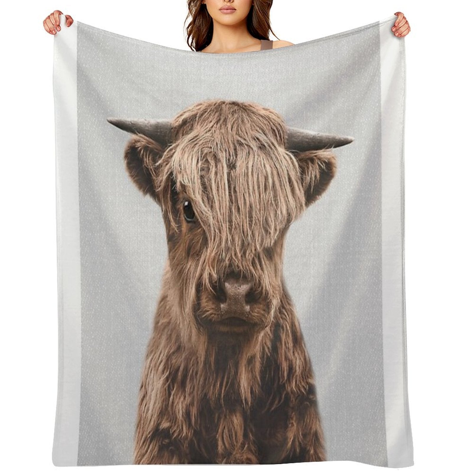 Highland Calf - Colorful Shrink-resistant Throw Blanket