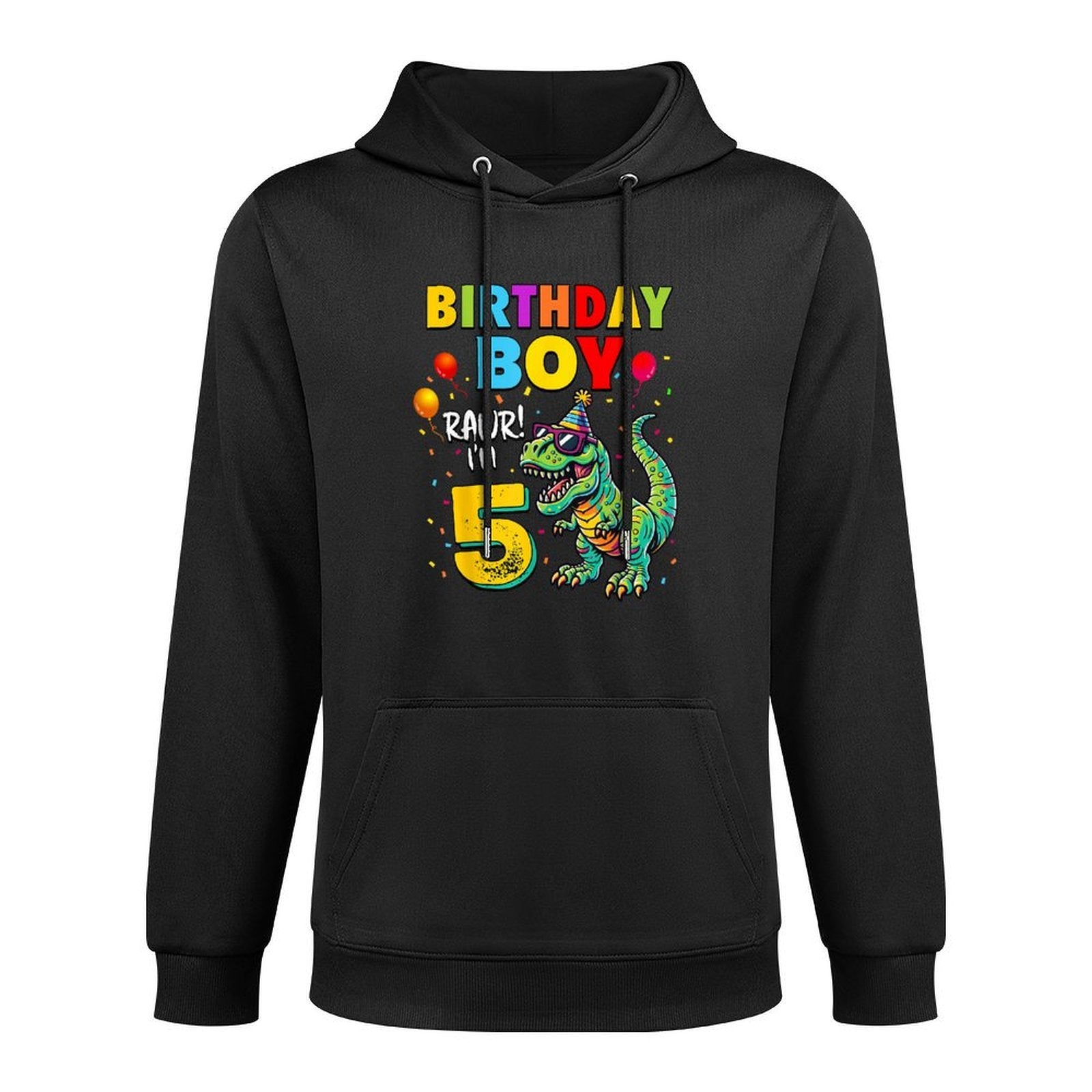 5 Years Old T-Rex Dinosaur Boy Kids 5th Birthday Party Moisture-Wicking Hoodie