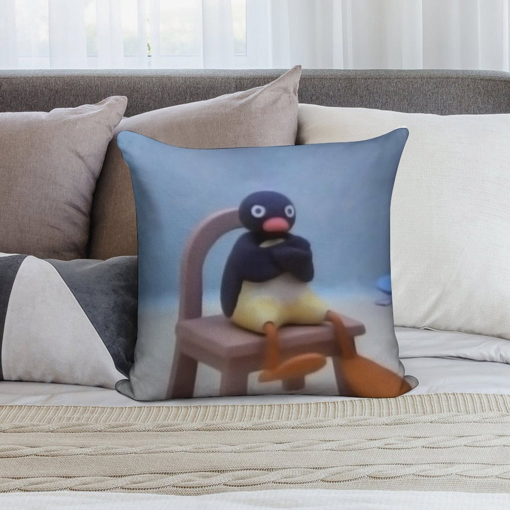 Angry Pingu Soft Multiple Sizes Throw Pillow