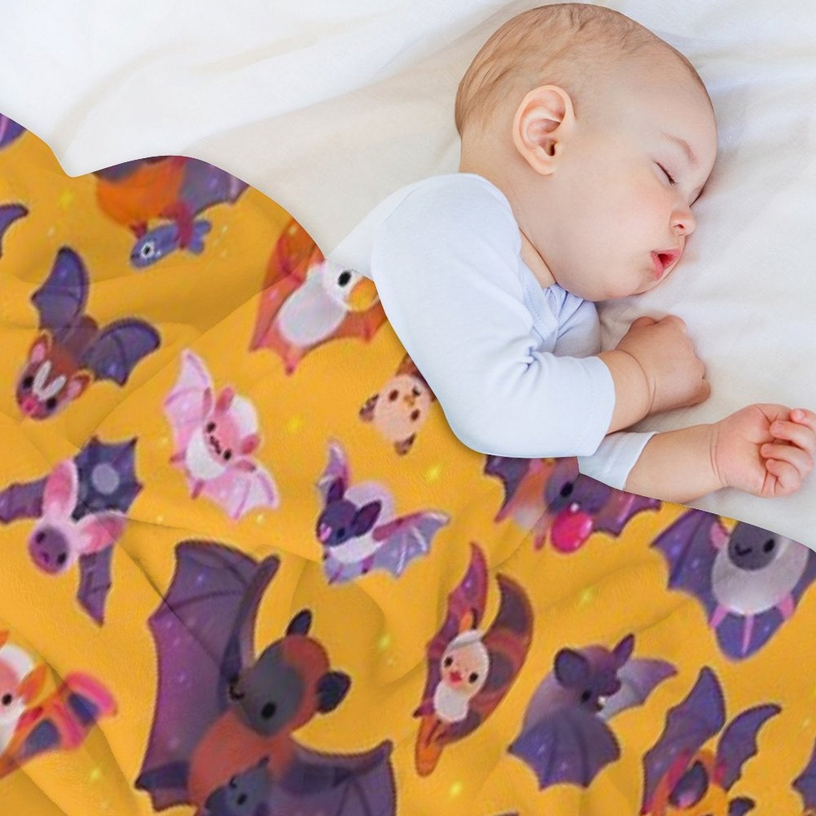 Bat - Yellow Velvety-soft Throw Blanket