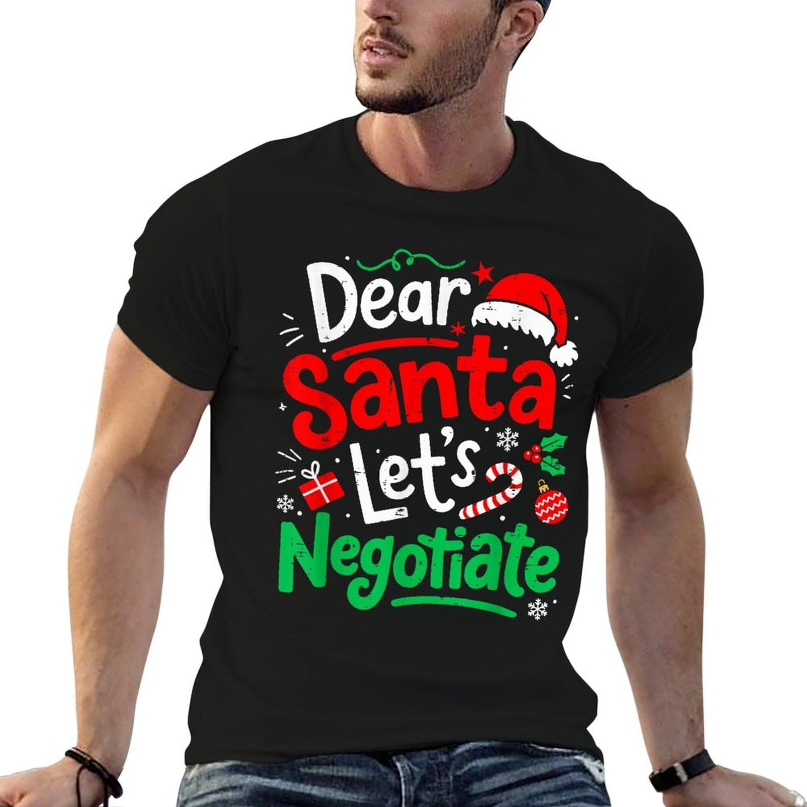 Dear Santa Lets Negotiate Christmas Kids Men Women Boys Xmas  Easy-care T-Shirt