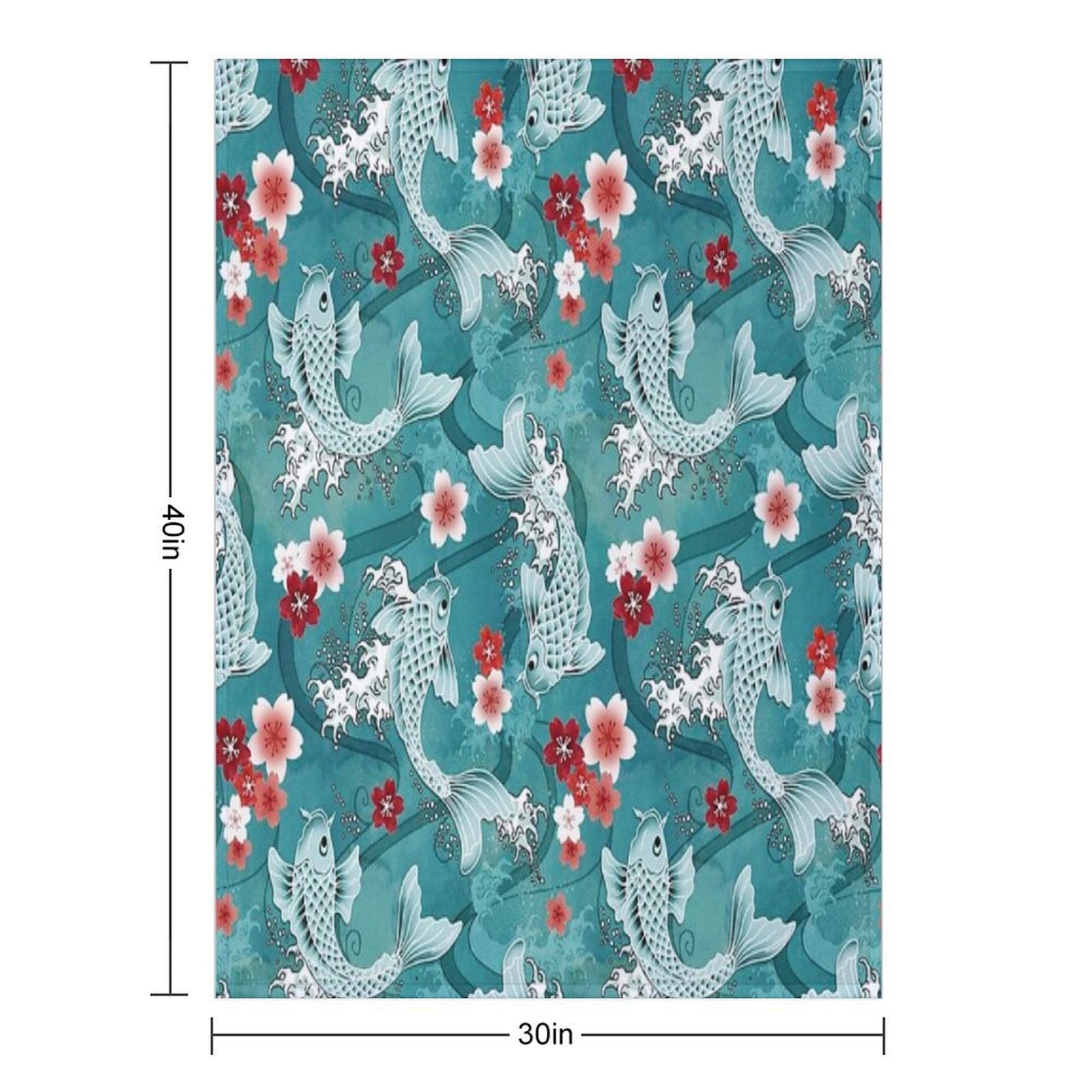Koi Sakura Blossom in Turquoise Comfort Throw Blanket