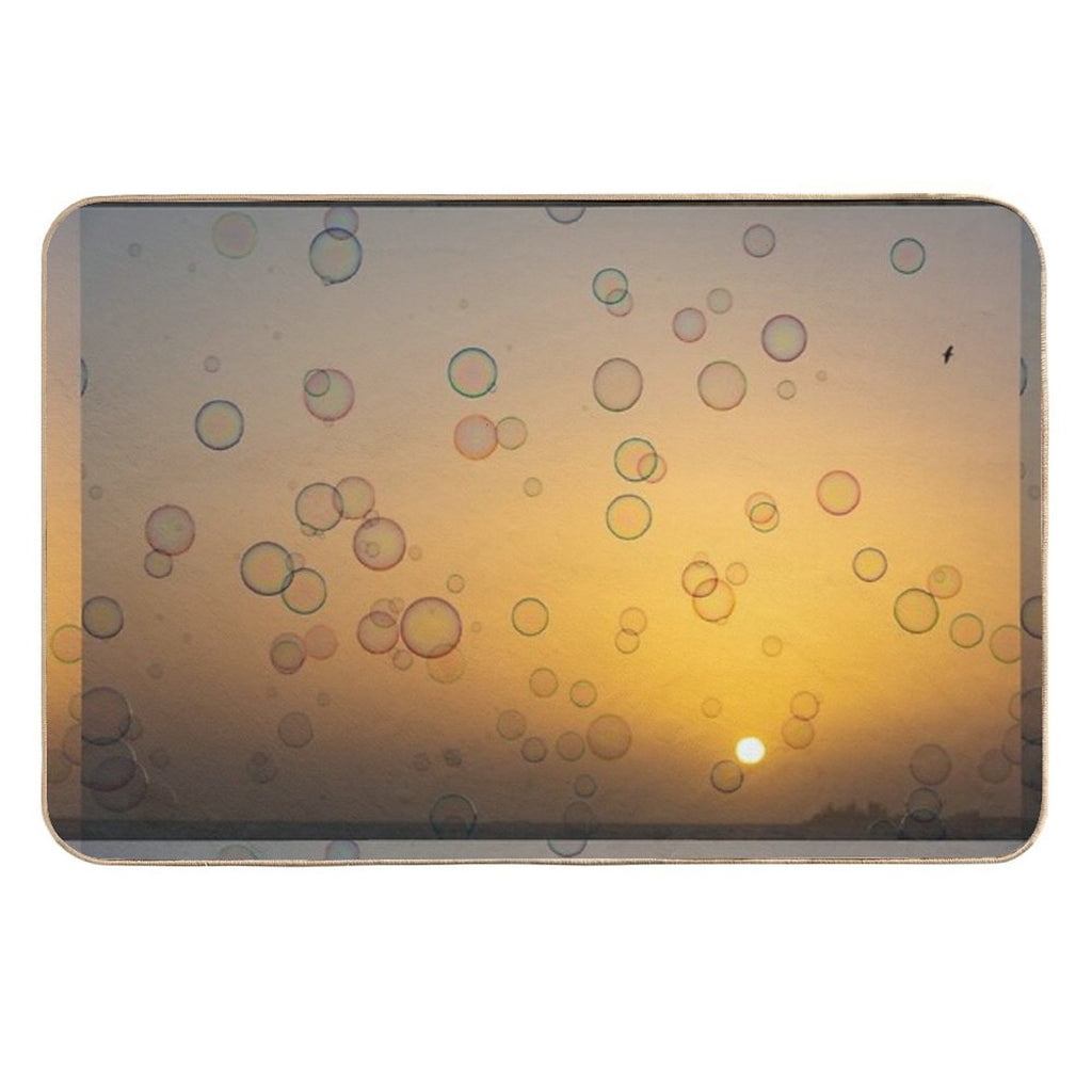 Soap Bubbles at Sunset  Stain-Proof Bath Mat
