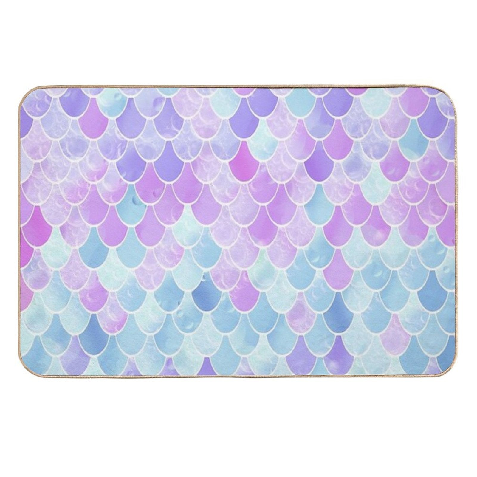 Cute Girls Mermaid Scales Pattern, Pink, Purple, Teal  Eco-Friendly Bath Mat