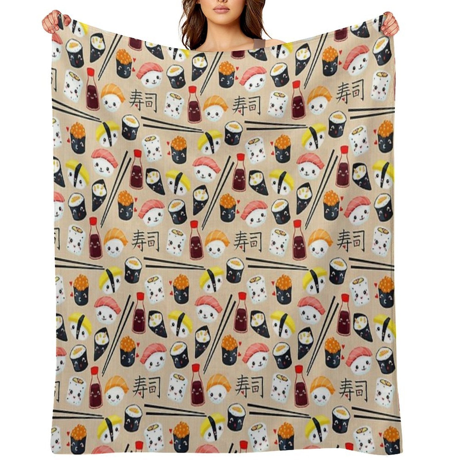Kawaii Sushi Anti-pilling Throw Blanket