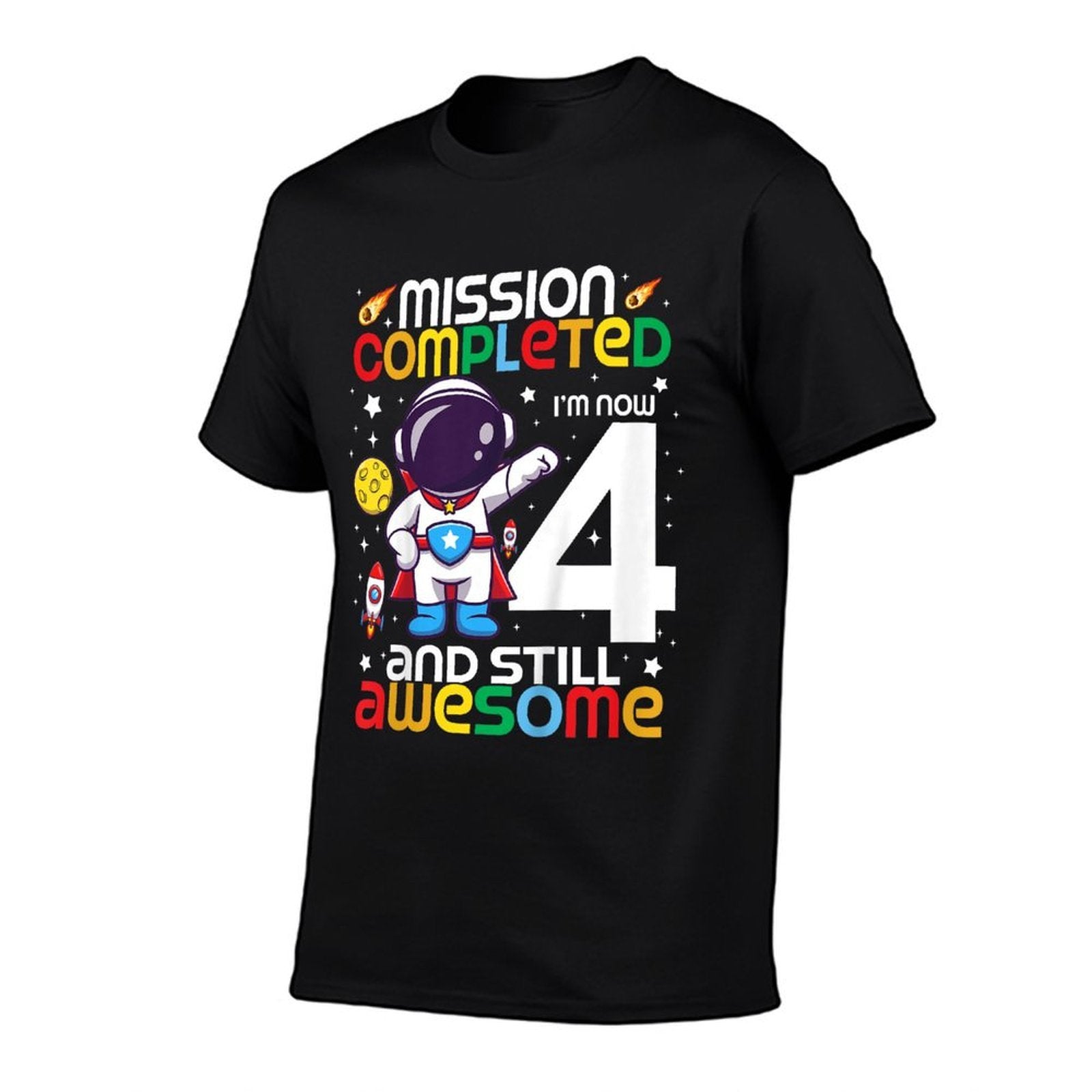 Kids 4 Year Old Boy Astronaut Space Birthday 4th Birthday Boys  Breathable T-Shirt