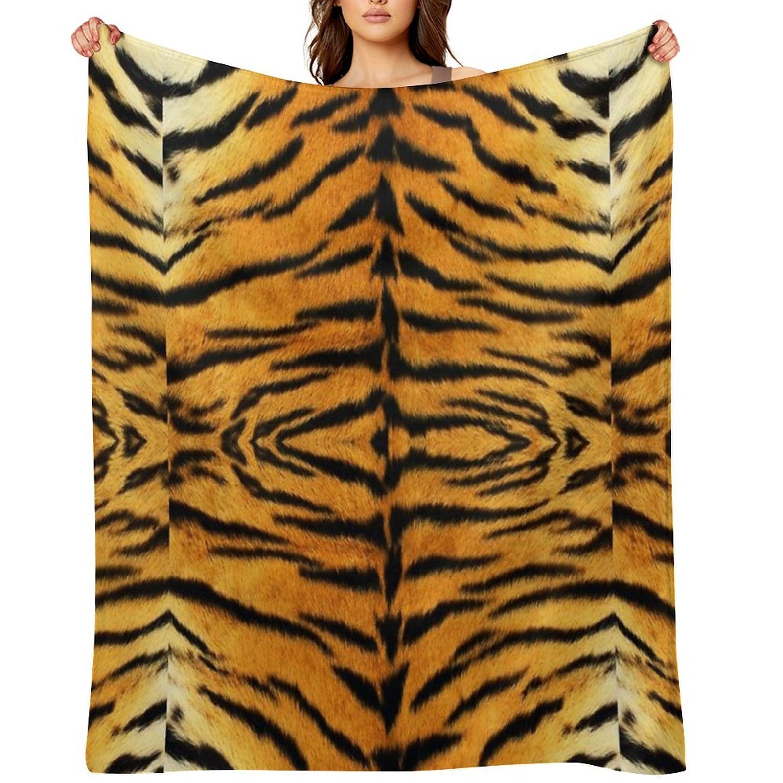 Tiger Print Wrinkle-free Throw Blanket