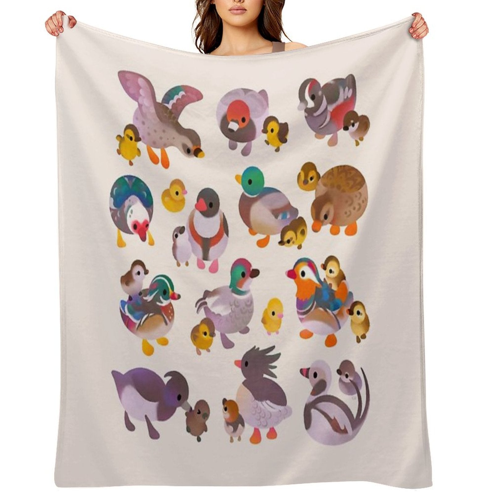 Duck And Duckling All-season Throw Blanket