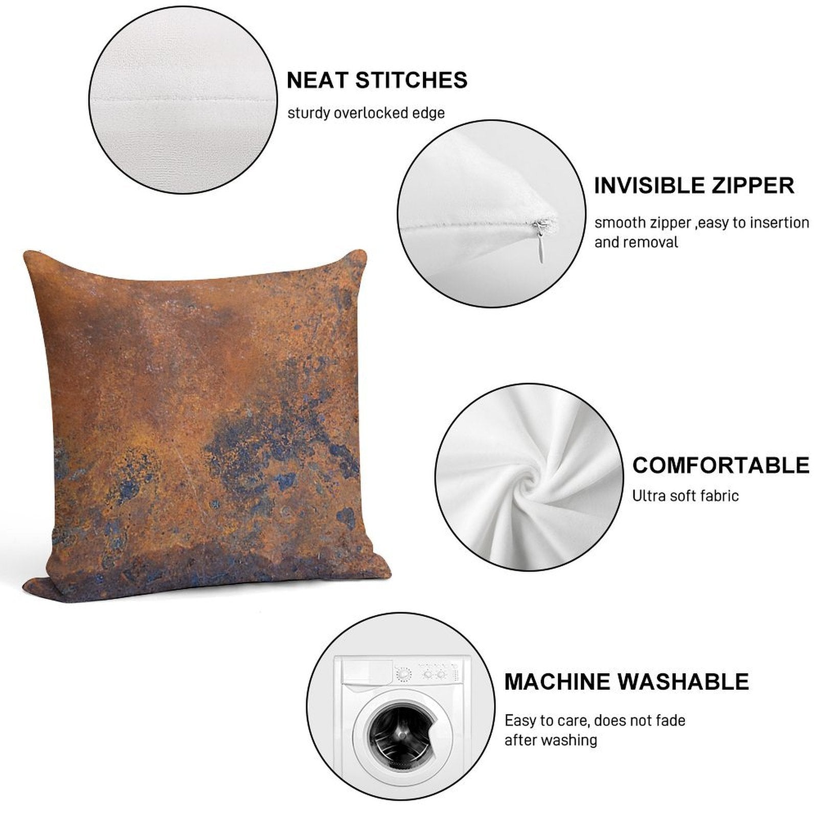 Rust Soft Shrink-Resistant Throw Pillow