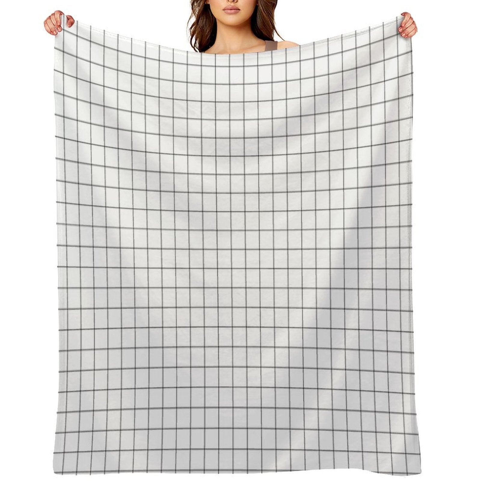 Black Grid Wrinkle-free Throw Blanket