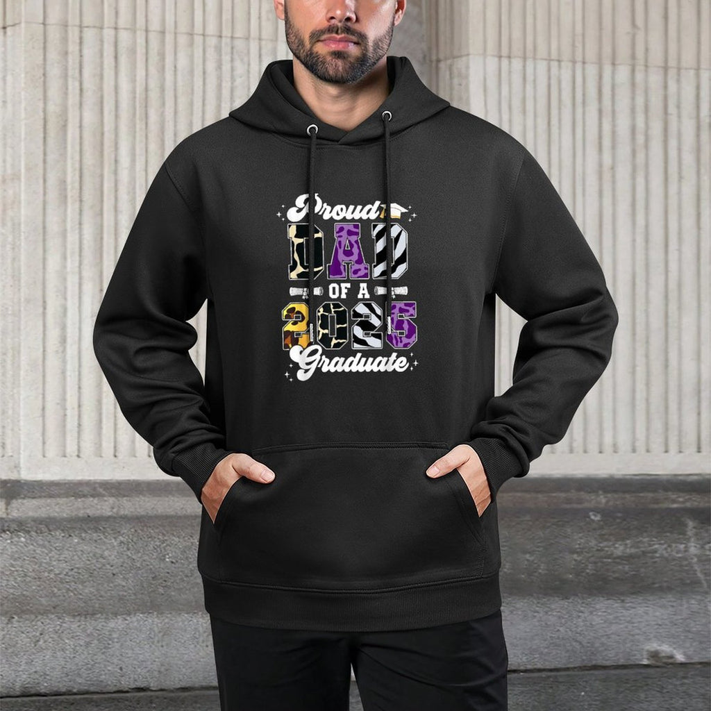 Graduation 2025 Proud Dad Of A Class Of 2025 Leopard Dad Kangaroo Pocket Hoodie