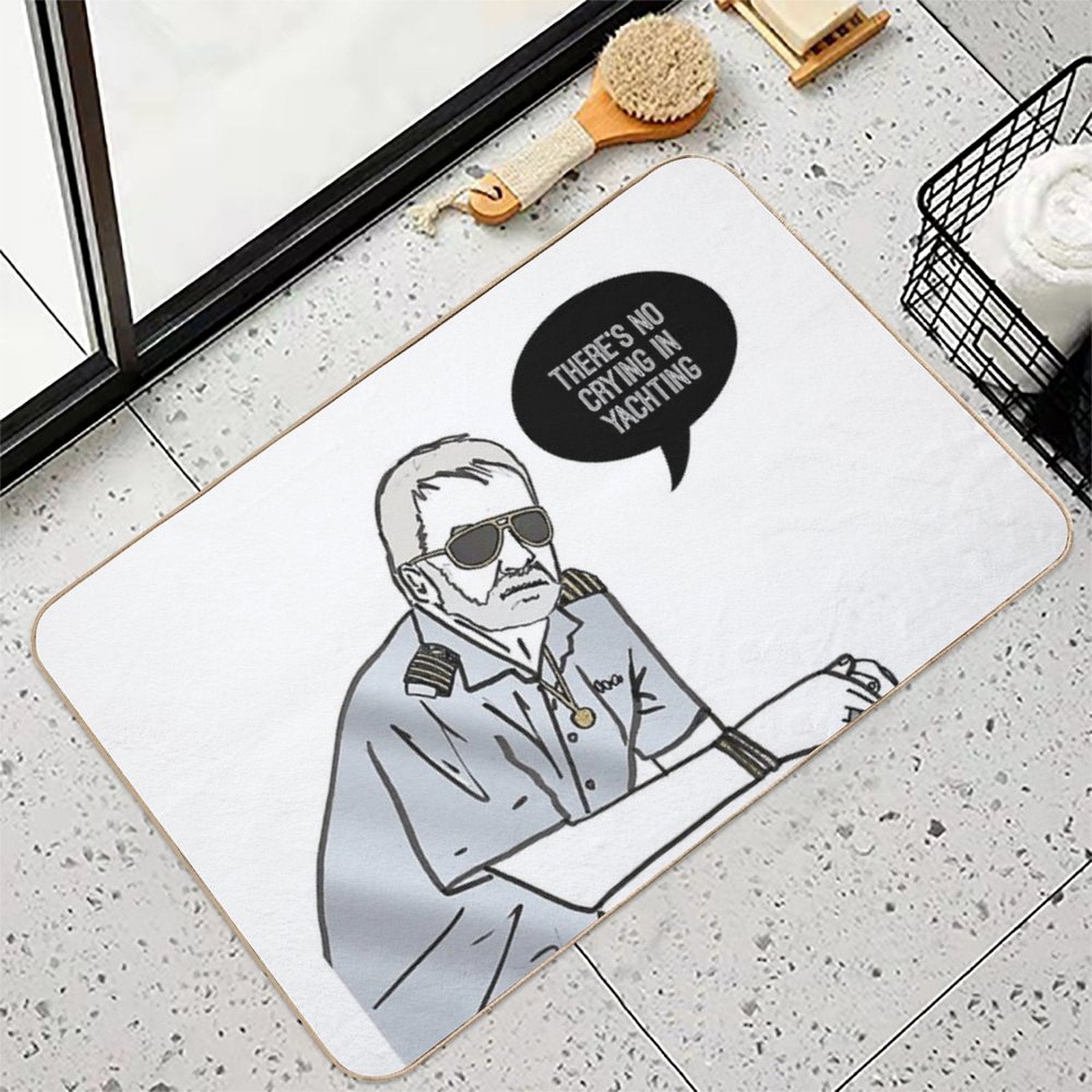 No Crying in Yachting  Slip-Resistant Bath Mat