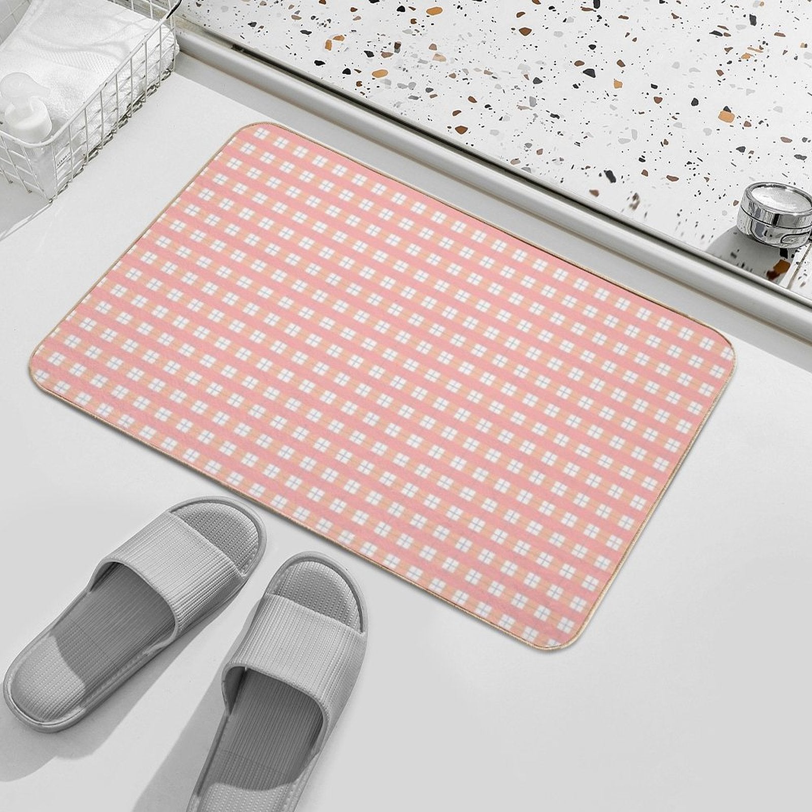 Cottage Plaid (peachy)  Dirt-Trapping Bath Mat