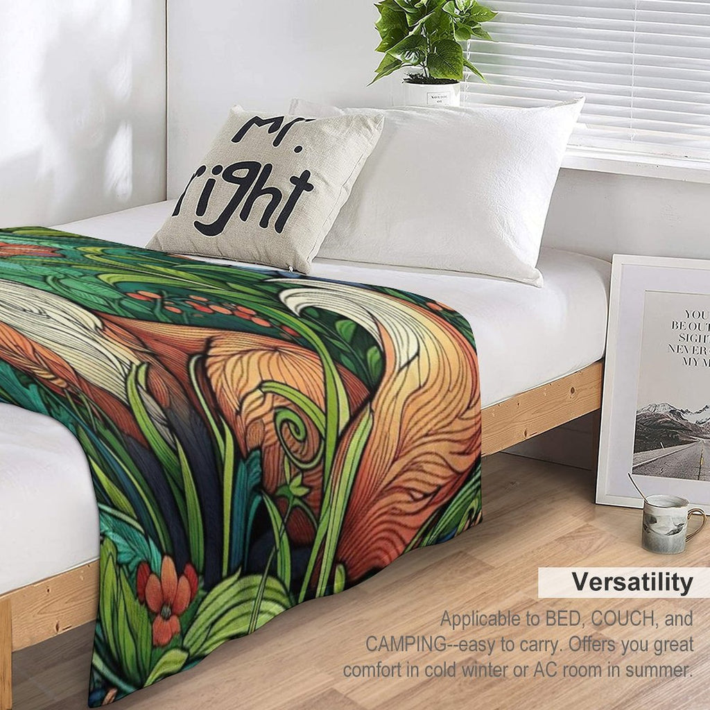 Art Nouveau Fox Compact Throw Blanket