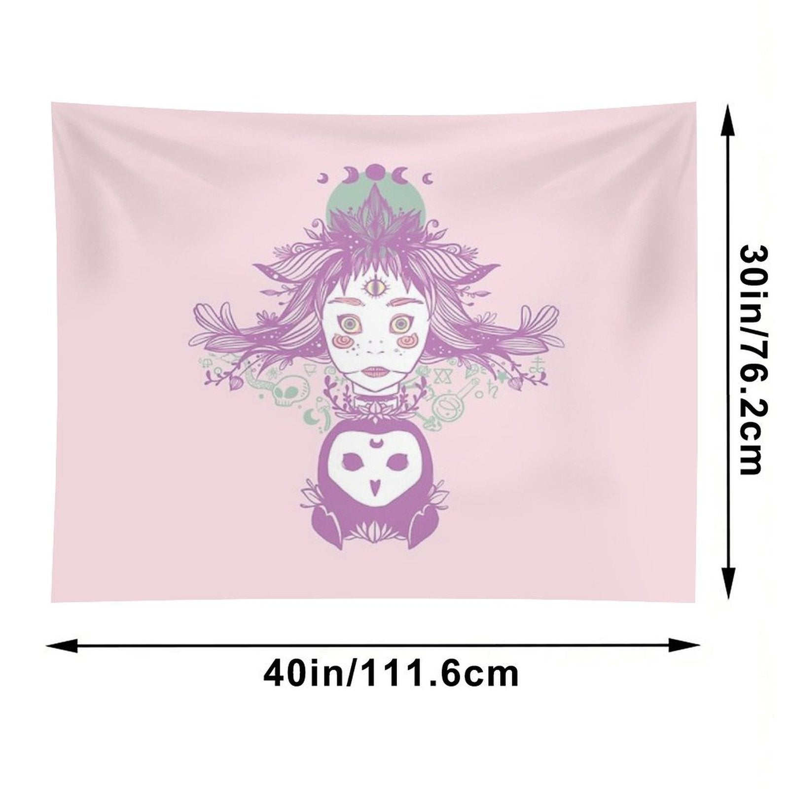 Third Eye Witch With Owl Fantasy Art Tapestry
