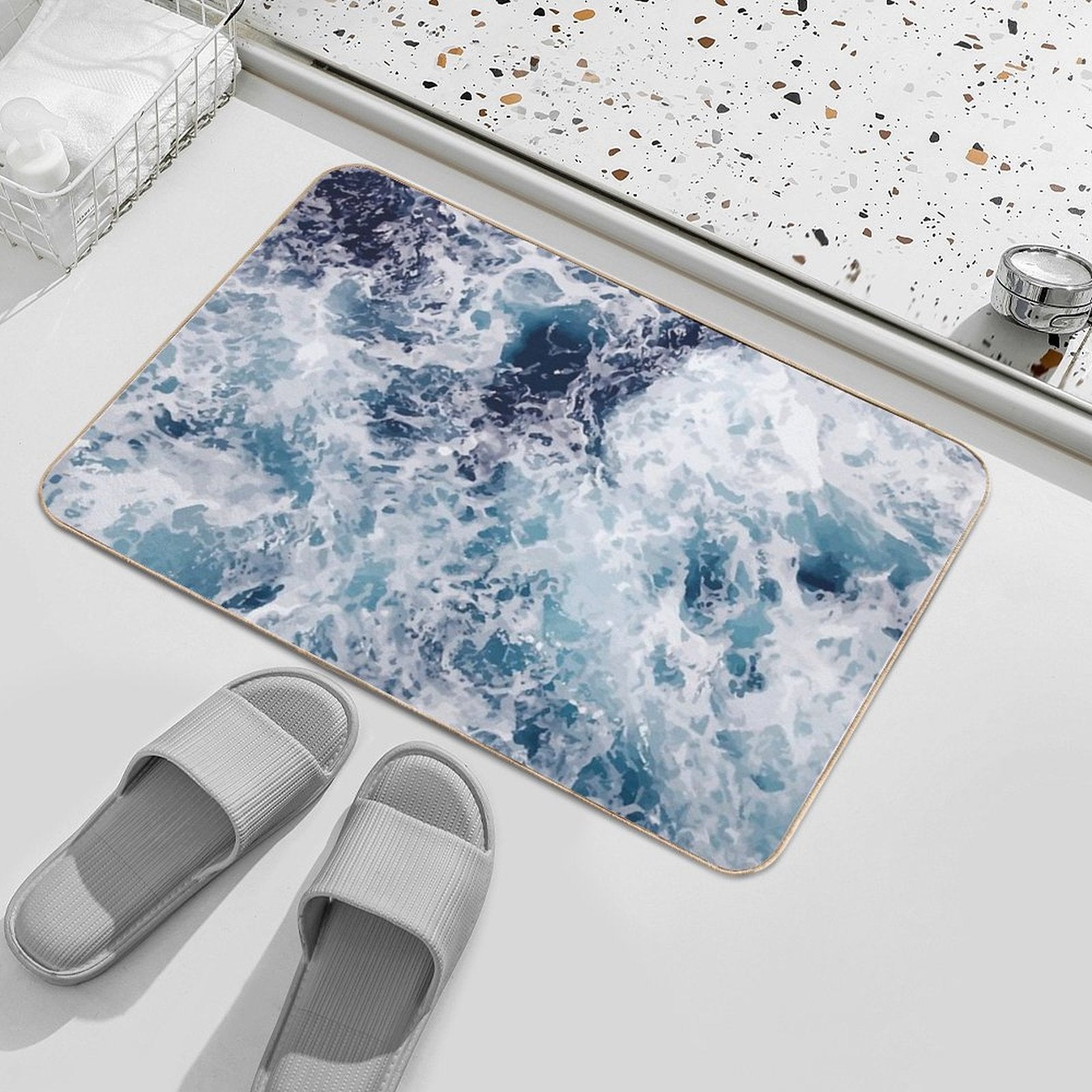 Ocean Beach Bathmat for Shower  Stain-Proof Bath Mat