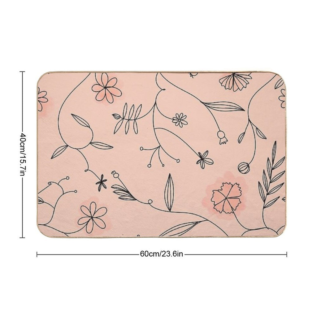 Pink Floral Boho Pattern  Long-Lasting Bath Mat