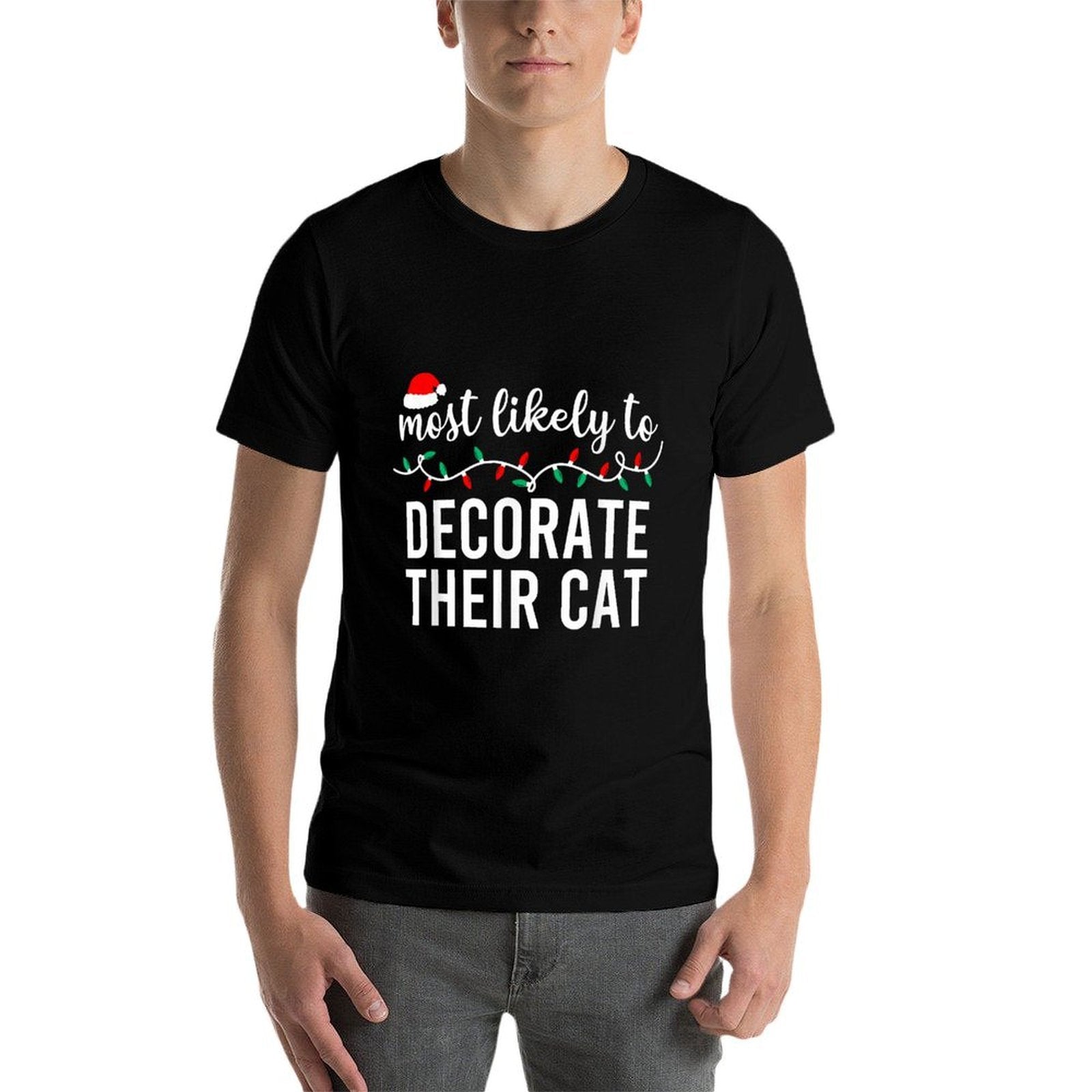 Most Likely to Christmas Matching Family Pajamas Funny  Ribbed Collar T-Shirt