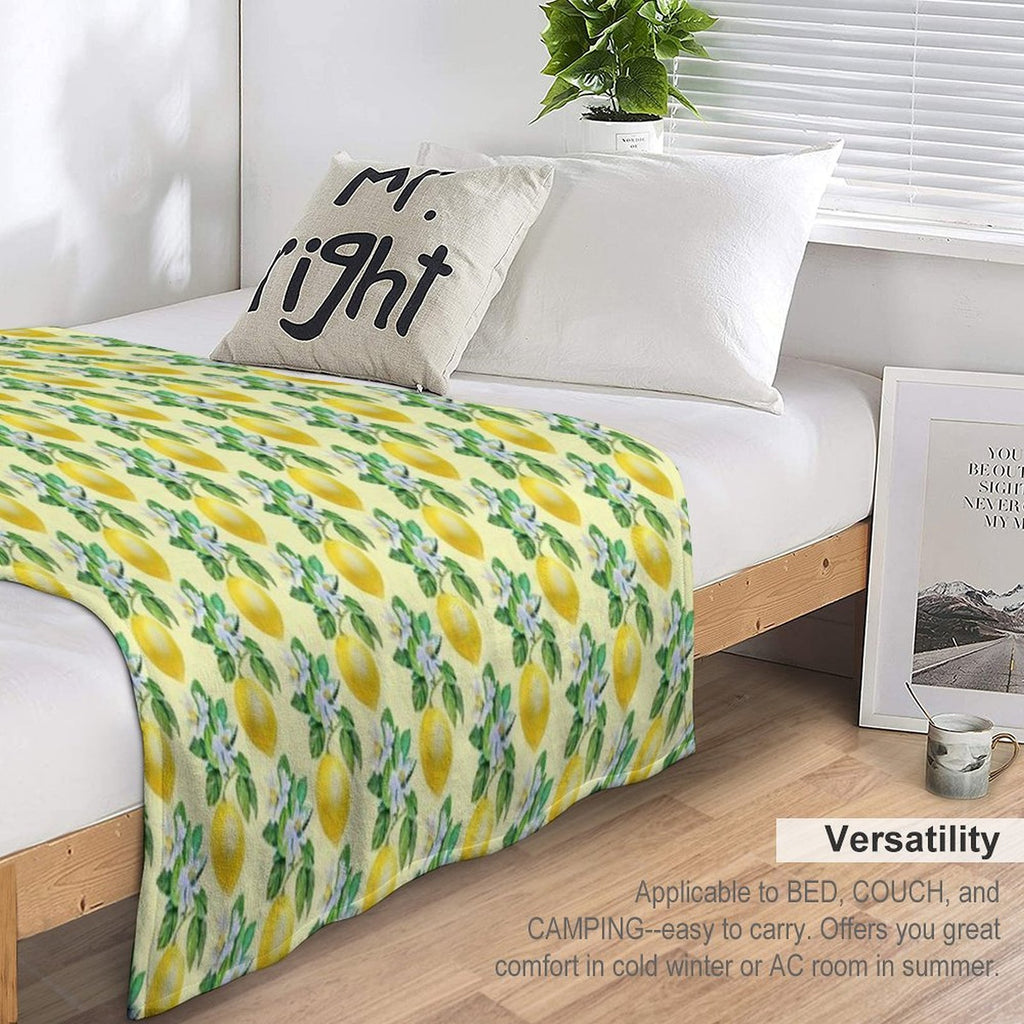 Lemon in Bloom Anti-pilling Throw Blanket