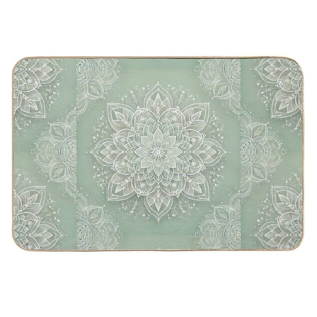 Mandala on Sage Green  Absorbent Bath Mat