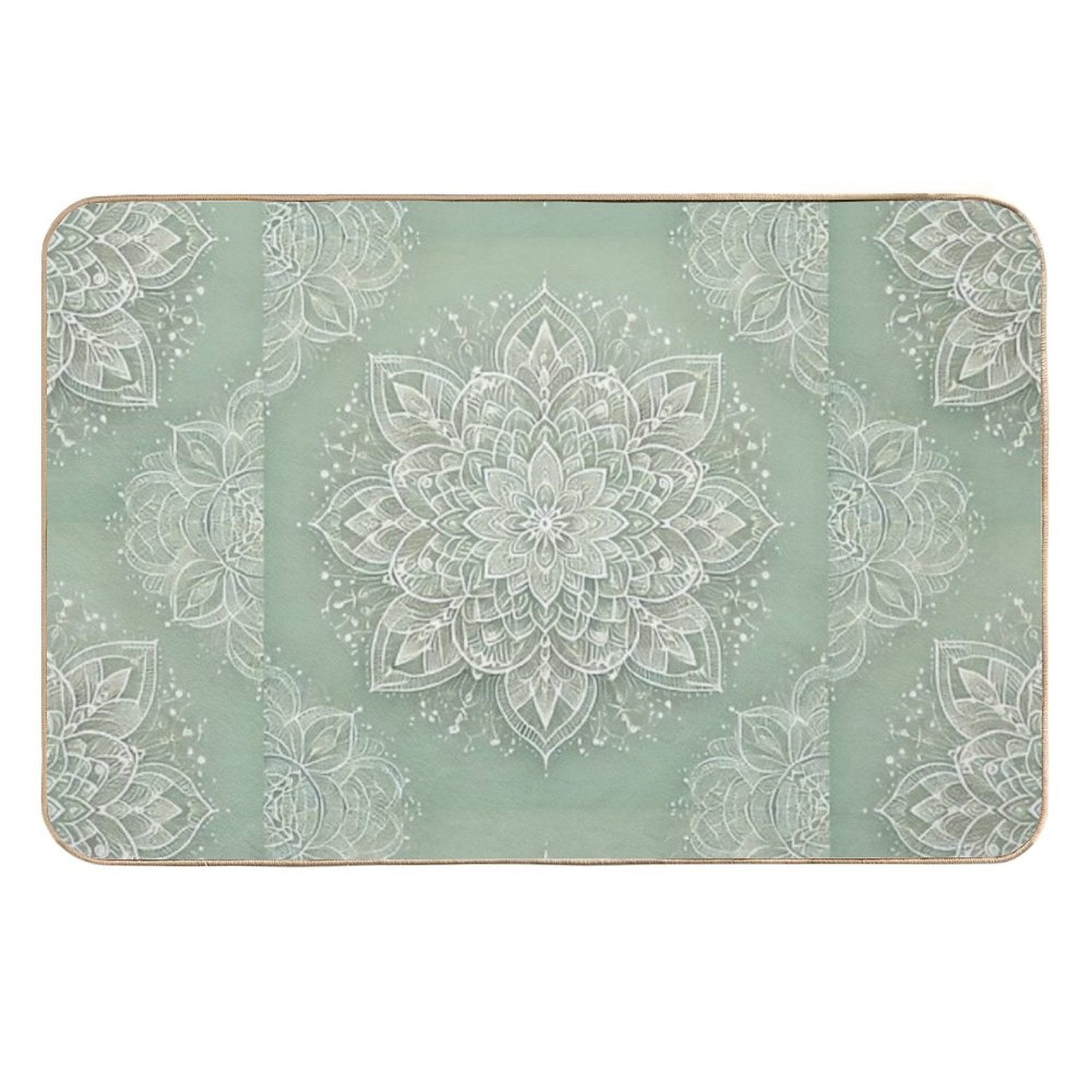Mandala on Sage Green  Absorbent Bath Mat