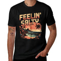 Feelin Salty Tshirt Beach Summer Vacation Vintage 70s Retro Zip  Trendy Pattern T-Shirt